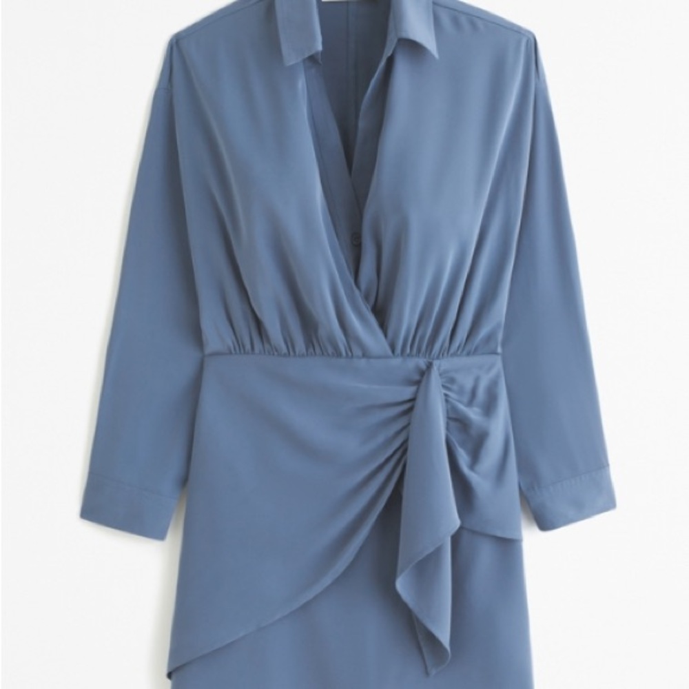 Elegant Blue Wrap Dress